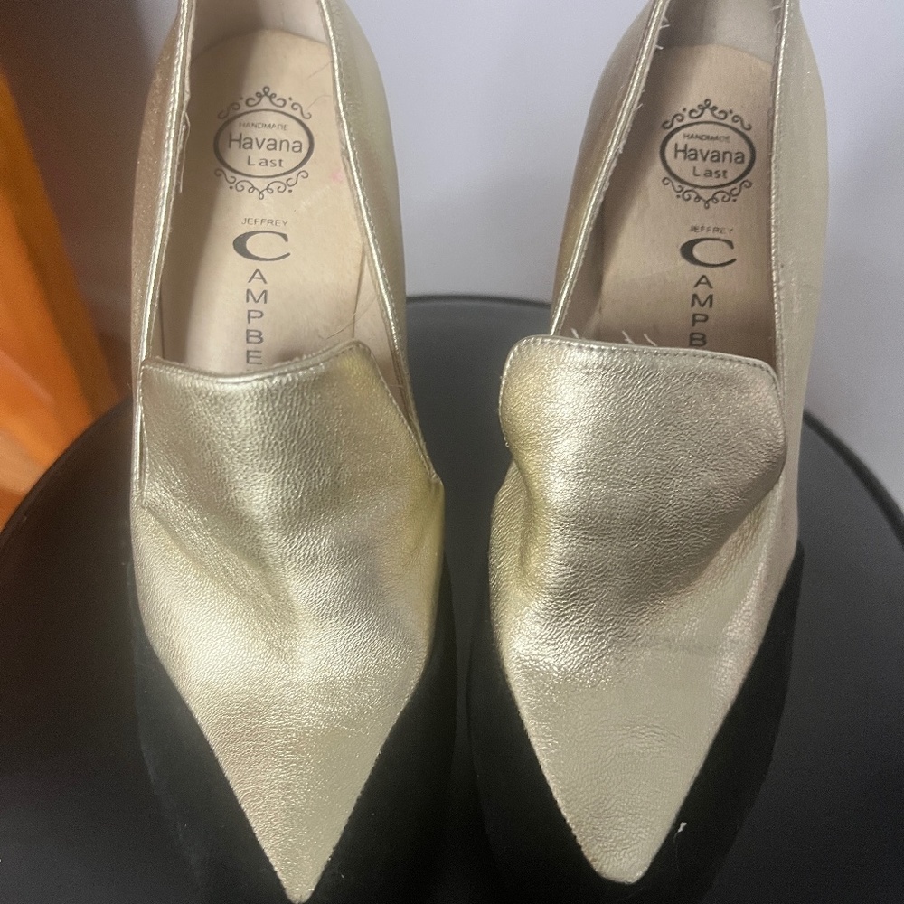 Jefferey Campbell platform leather and suede metallic platforms